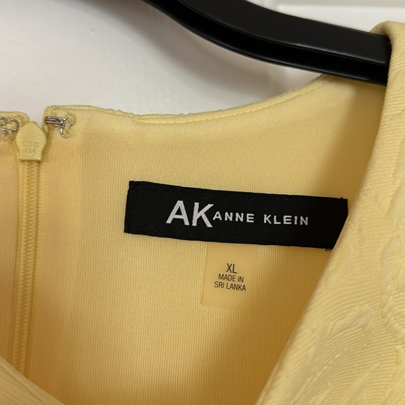 Ann Klein Sleeveless Yellow Scalloped Edge Shift Aline Dress Zip Back NWOT Sz XL - Picture 5 of 6